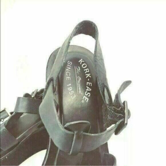 Kork Ease Sandals Black Leather Platform Buckle Size 9 Y - Picture 7 of 9